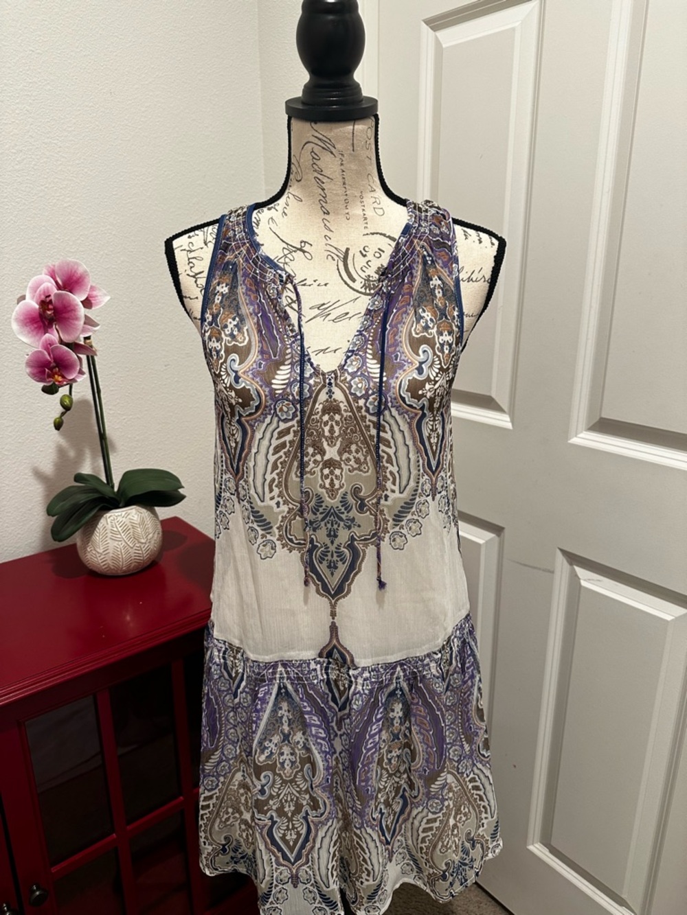 Melrose and Market White and Purple Paisley Mini Dress